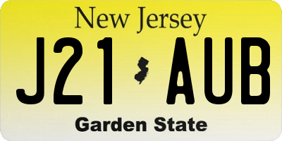 NJ license plate J21AUB