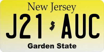 NJ license plate J21AUC
