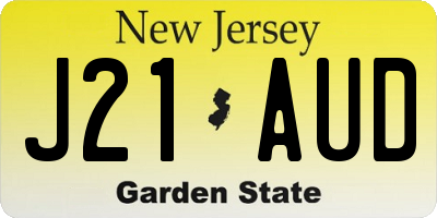 NJ license plate J21AUD