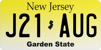 NJ license plate J21AUG