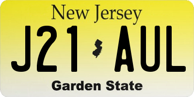 NJ license plate J21AUL