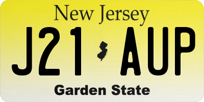 NJ license plate J21AUP