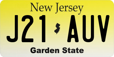 NJ license plate J21AUV