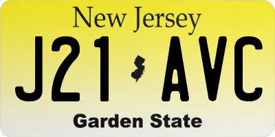 NJ license plate J21AVC