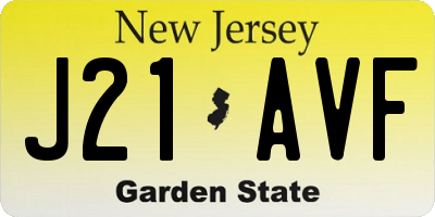 NJ license plate J21AVF