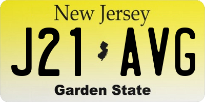 NJ license plate J21AVG