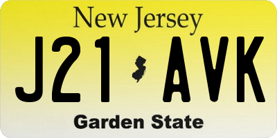 NJ license plate J21AVK