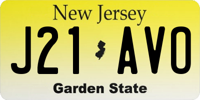 NJ license plate J21AVO