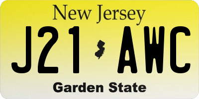NJ license plate J21AWC