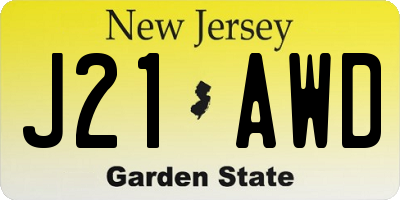 NJ license plate J21AWD