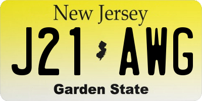 NJ license plate J21AWG