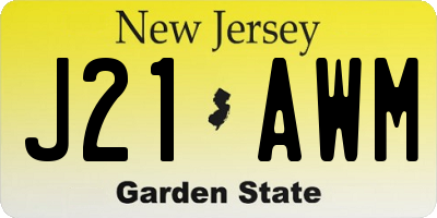 NJ license plate J21AWM
