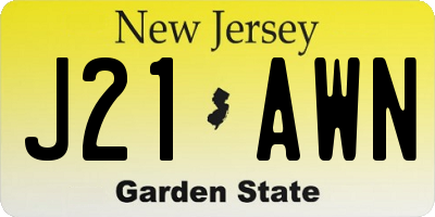 NJ license plate J21AWN
