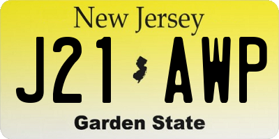 NJ license plate J21AWP