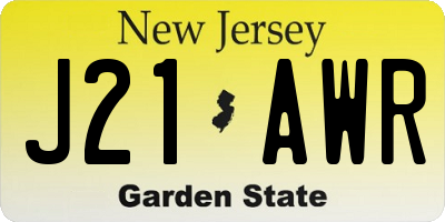 NJ license plate J21AWR