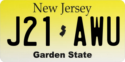 NJ license plate J21AWU