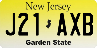 NJ license plate J21AXB