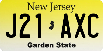 NJ license plate J21AXC