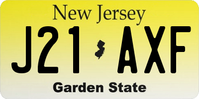 NJ license plate J21AXF
