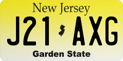NJ license plate J21AXG