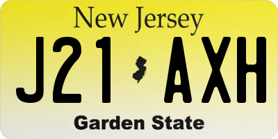 NJ license plate J21AXH