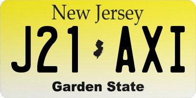 NJ license plate J21AXI