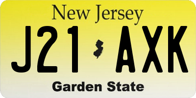 NJ license plate J21AXK