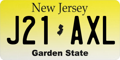 NJ license plate J21AXL