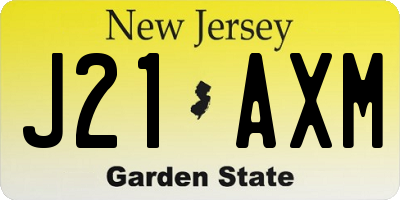 NJ license plate J21AXM