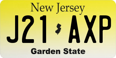 NJ license plate J21AXP