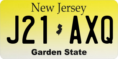NJ license plate J21AXQ