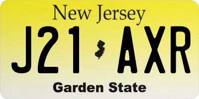 NJ license plate J21AXR
