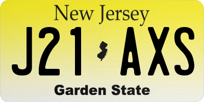 NJ license plate J21AXS