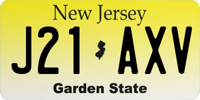 NJ license plate J21AXV