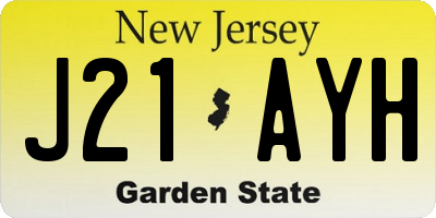 NJ license plate J21AYH
