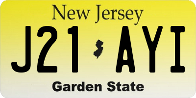 NJ license plate J21AYI