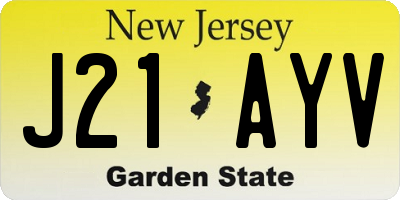 NJ license plate J21AYV