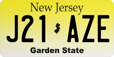 NJ license plate J21AZE