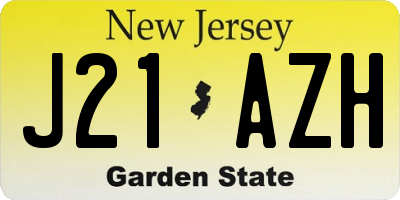 NJ license plate J21AZH