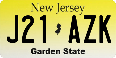 NJ license plate J21AZK