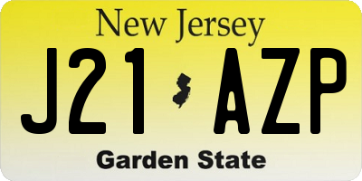 NJ license plate J21AZP