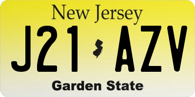 NJ license plate J21AZV