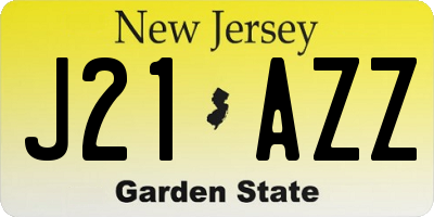 NJ license plate J21AZZ