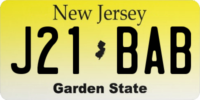 NJ license plate J21BAB