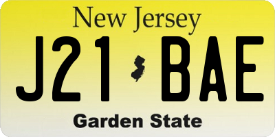 NJ license plate J21BAE