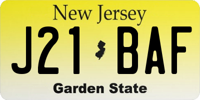 NJ license plate J21BAF