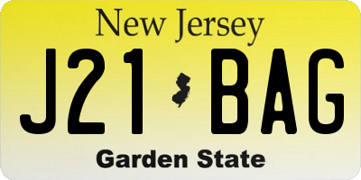 NJ license plate J21BAG