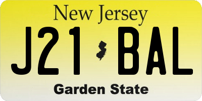 NJ license plate J21BAL