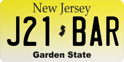 NJ license plate J21BAR