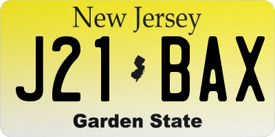 NJ license plate J21BAX